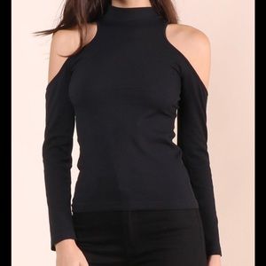Suzette Mock Neck Ribbed Cut Out Long Sleeve